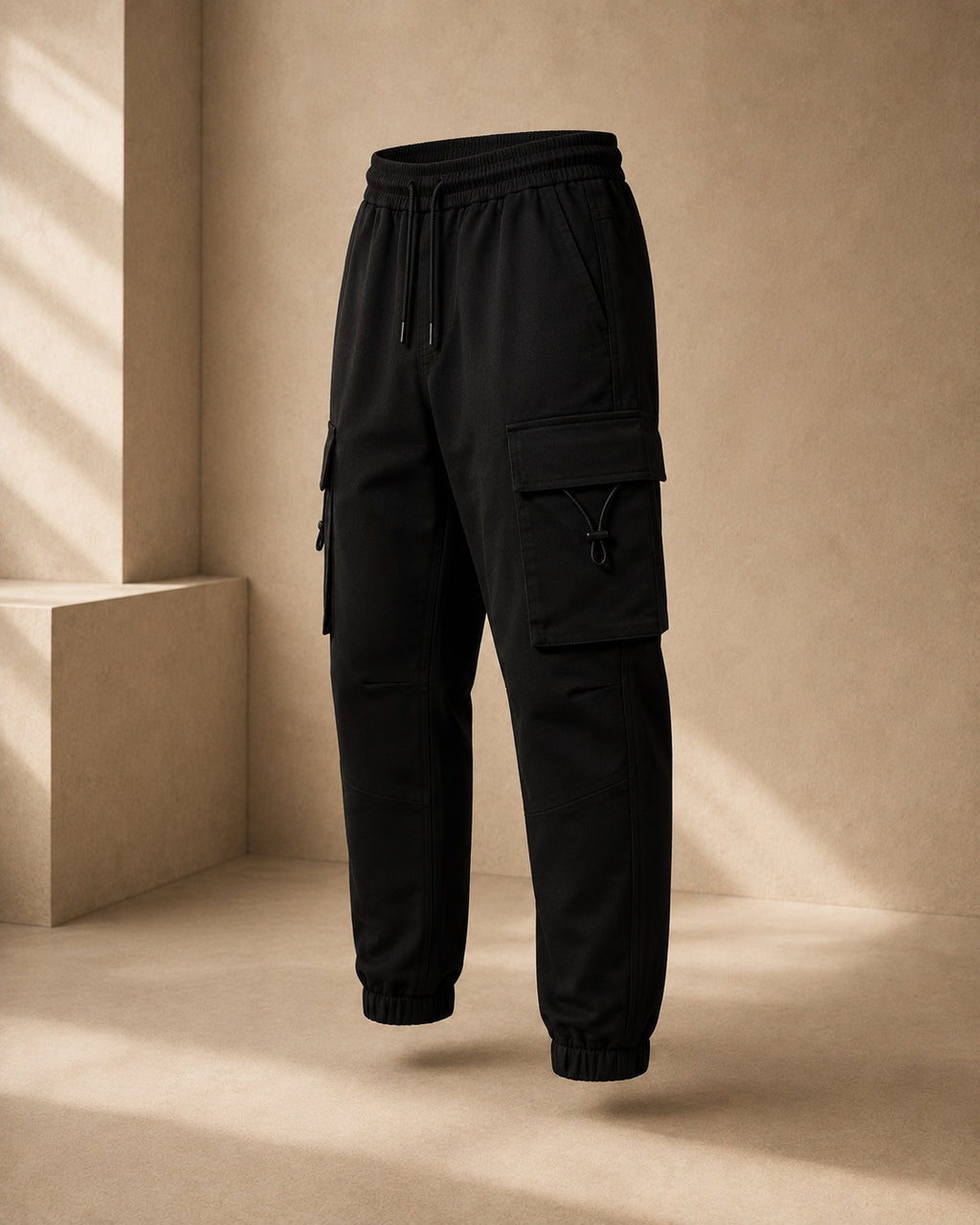 Auren Urban Utility Cargo Joggers black angled view