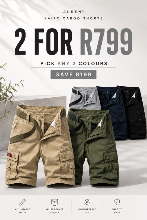 Auren Kairo Cargo Shorts colour range and offer