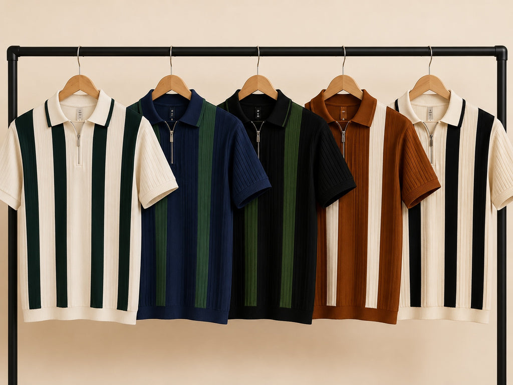 Auren Verona Zip Polo knit texture